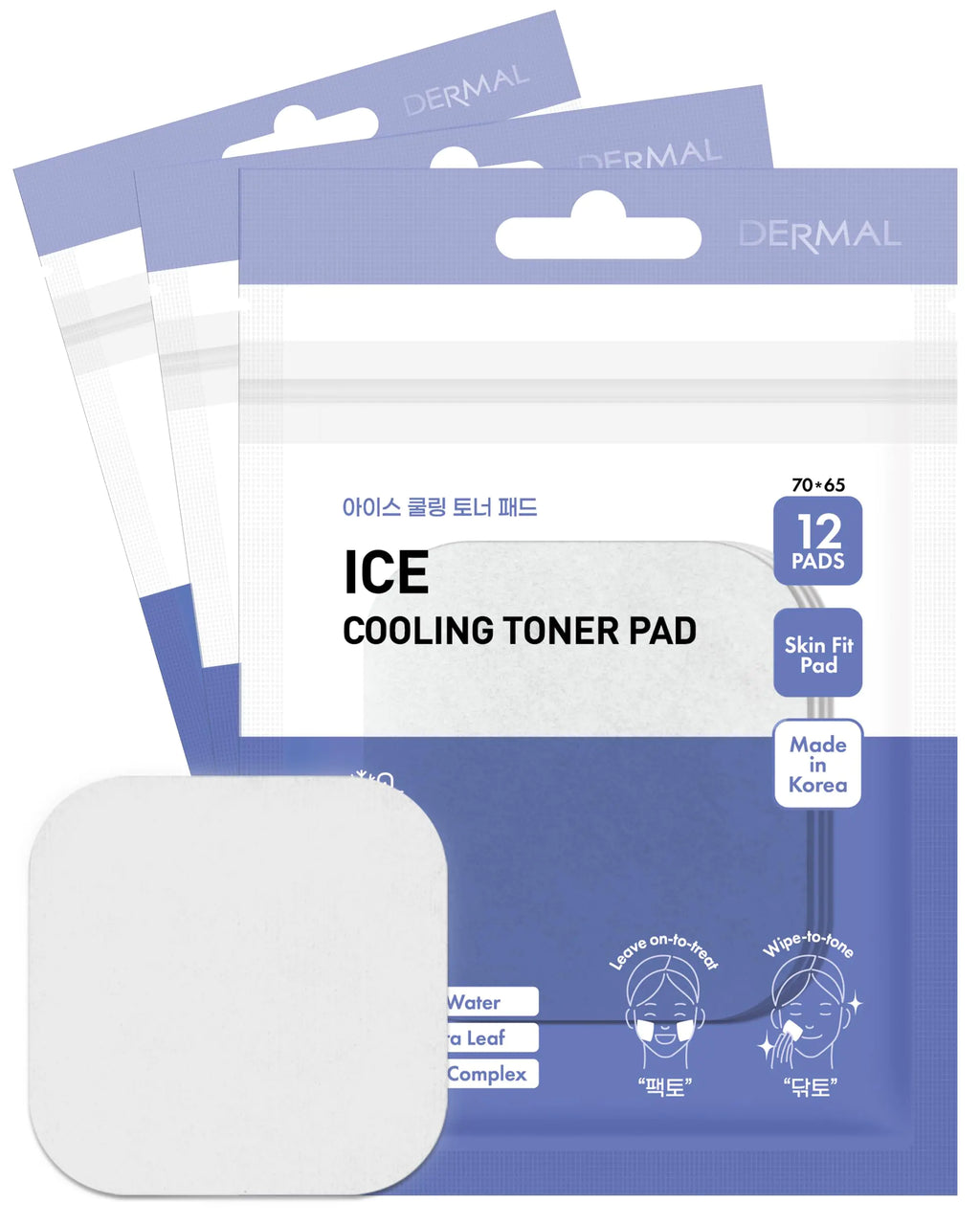 DERMAL Ice Cooling Toner Pad - Korean Soothing Aloe Vera After-Sun Care