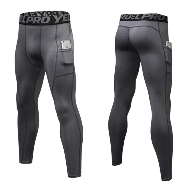 Men’s Compression Pants with Pocket – Quick-Dry Running Tights & Gym Workout Leggings (S–XXL)
