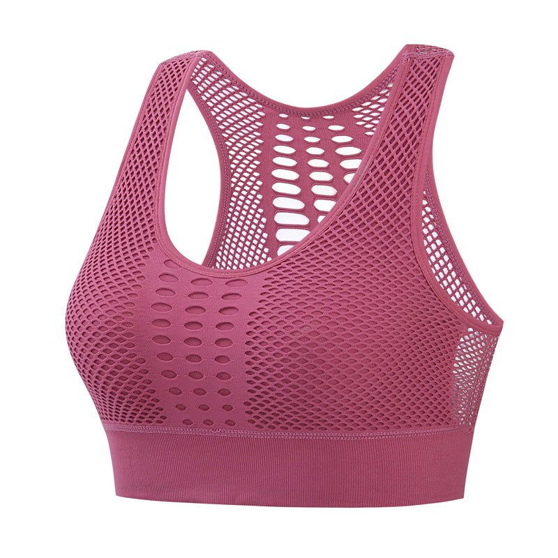 Women’s High Performance Sports Bra – Breathable Mesh Open Back Fitness Bra (Black/Navy/Pink/White)