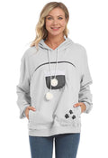 Women’s Pet Carrier Sweatshirt – Puppy & Kitten Holding Hoodie with Front Pouch, Long Sleeve Casual Top (Medium Grey)