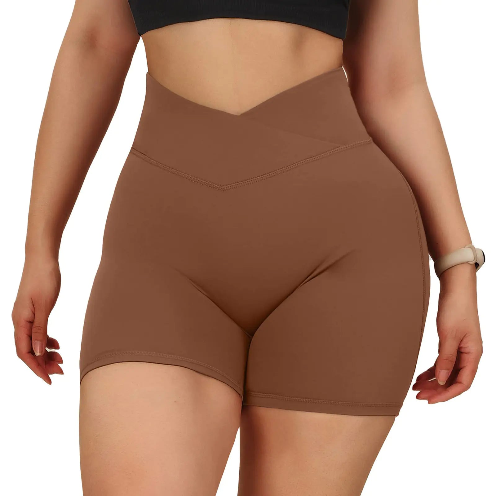 Women’s High-Waist Peach Hip Yoga Shorts – Tummy Control Fitness Wear