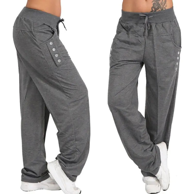 Women’s Solid Color High-Waist Loose Joggers Pants – Casual Relaxed Fit Sweatpants for Fitness, Lounge & Daily Wear