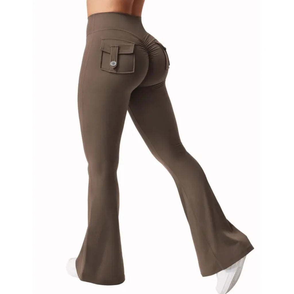 Women’s High-Waisted Cargo Joggers – Nylon Sports Pants with Pockets, Elastic Waist Casual & Active Trousers