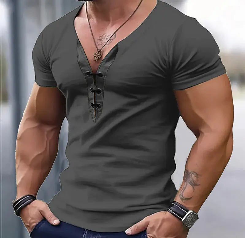Men’s Colorblock V-Neck Short Sleeve Shirt – Lightweight Stretch Spandex Slim Fit Athletic Tee
