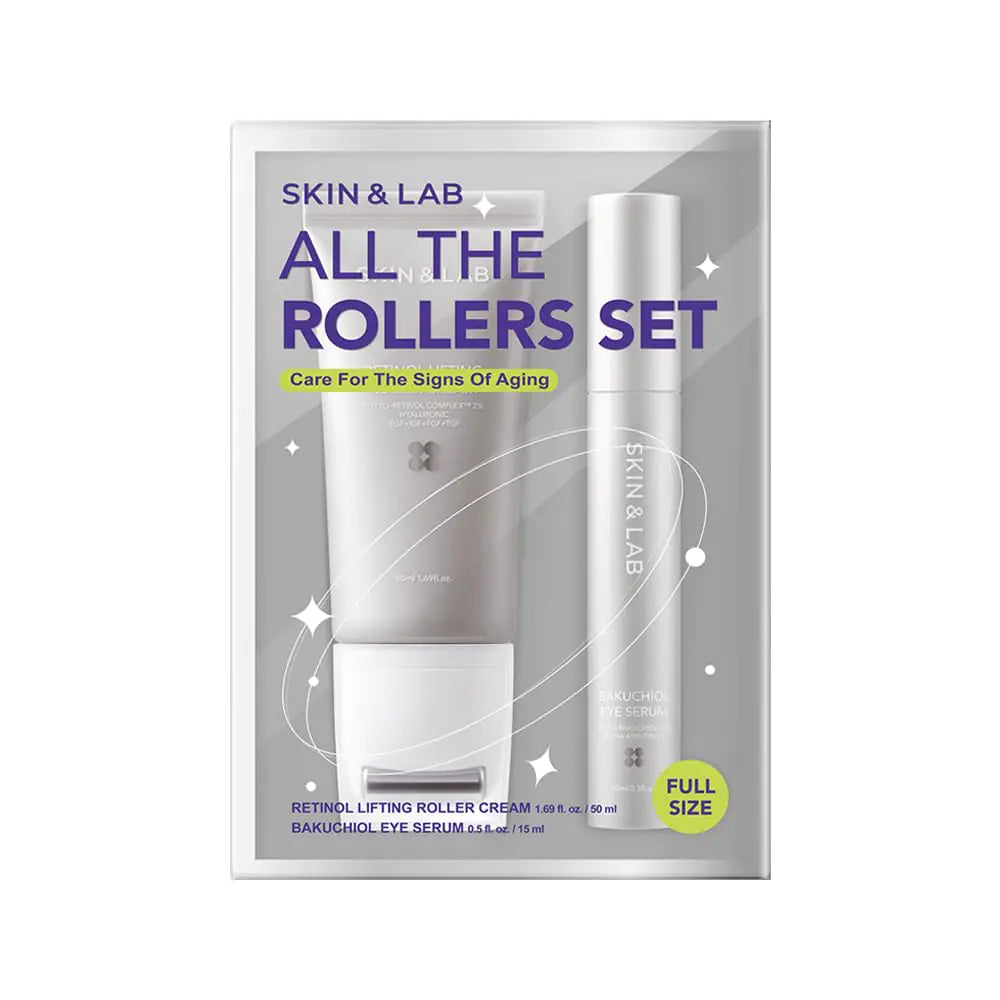 SKIN&LAB Anti-Aging Rollers Duo Set - Bakuchiol Eye & Retinol Lifting Roller Vegan Set