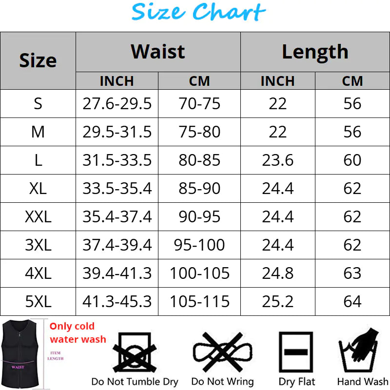Men’s Neoprene Waist Trainer Vest – Sauna Sweat Body Shaper for Weight Loss & Workout Training
