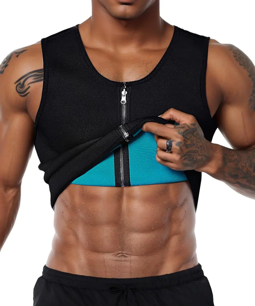 Men’s Neoprene Sweat Vest Sauna Suit – Waist Trainer Workout Tank Top (Black 4XL)