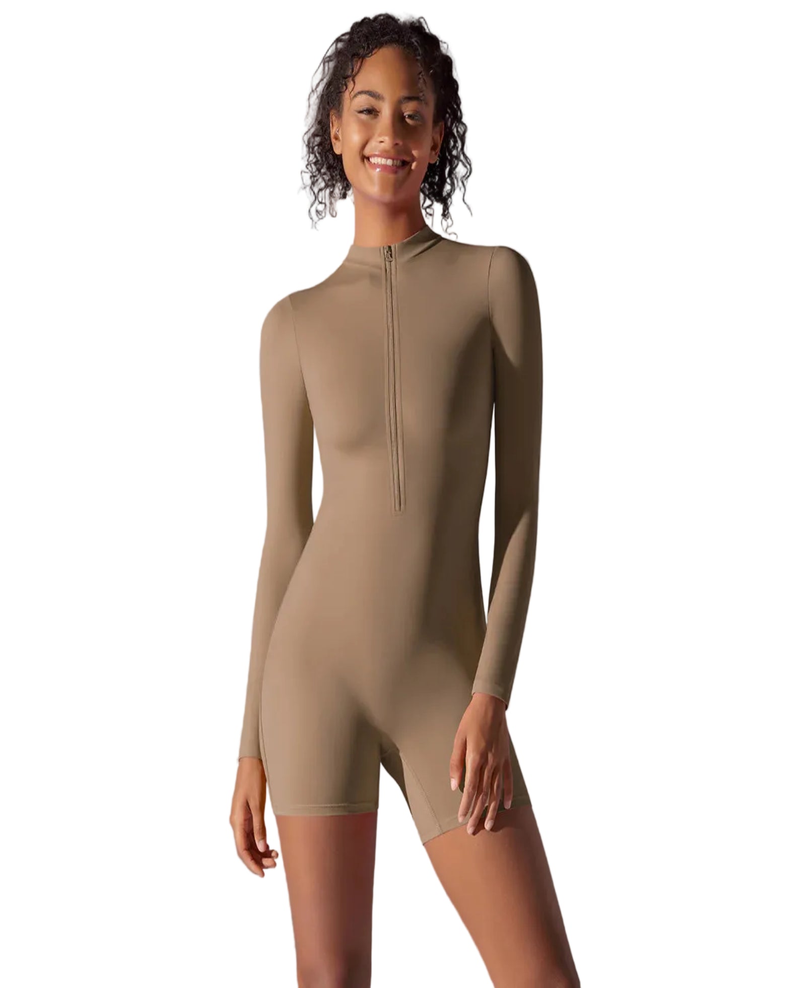 Sleek Summer Zip-front Workout Romper