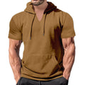 Men’s Short Sleeve Hoodie T-Shirt (Coffee, Medium)