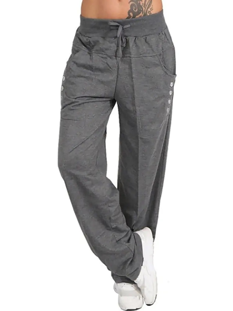 Women’s Solid Color High-Waist Loose Joggers Pants – Casual Relaxed Fit Sweatpants for Fitness, Lounge & Daily Wear