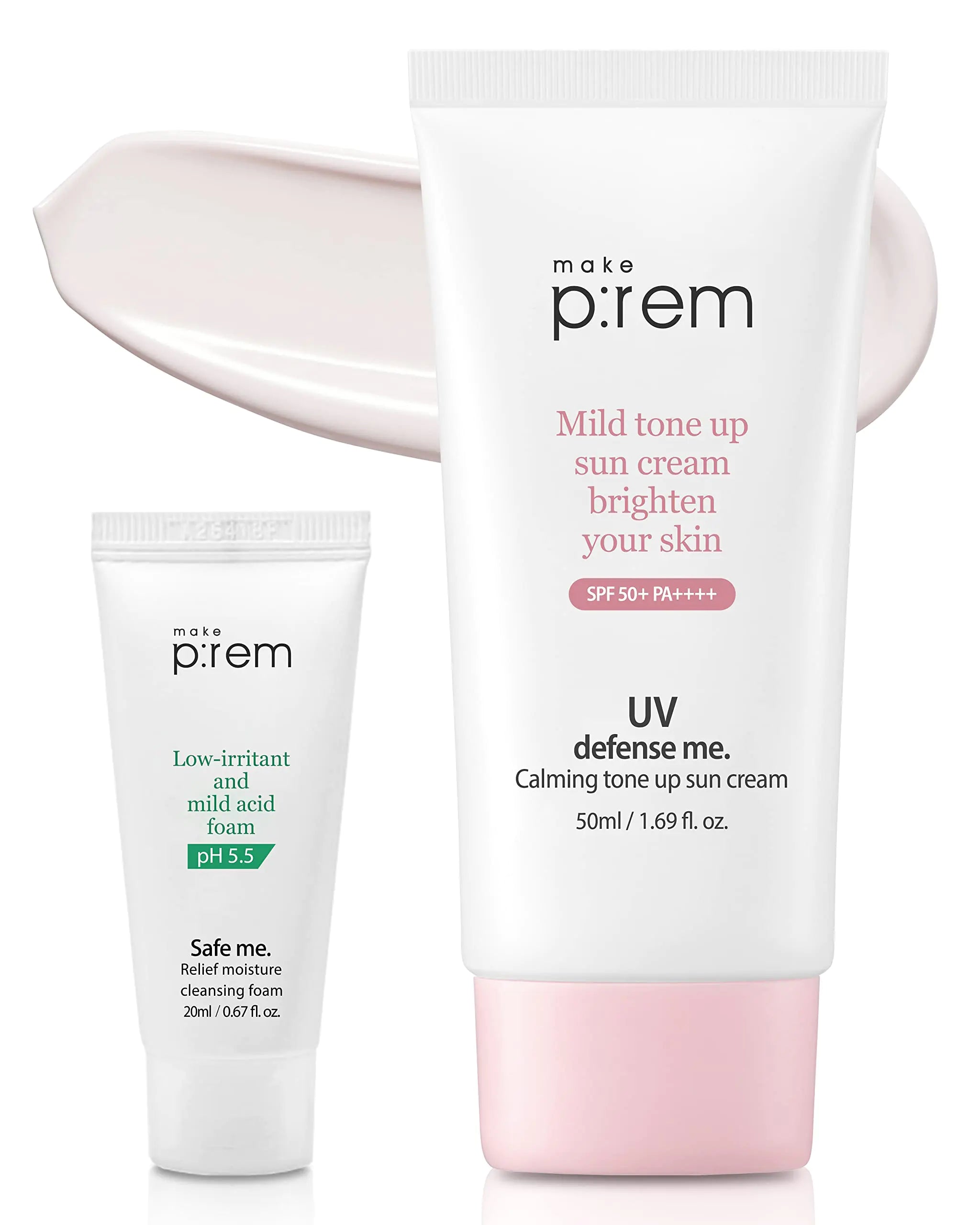 MAKEPREM UVA UVB Defense Calamine Calming Sun Cream SPF50+ PA++++ Mineral