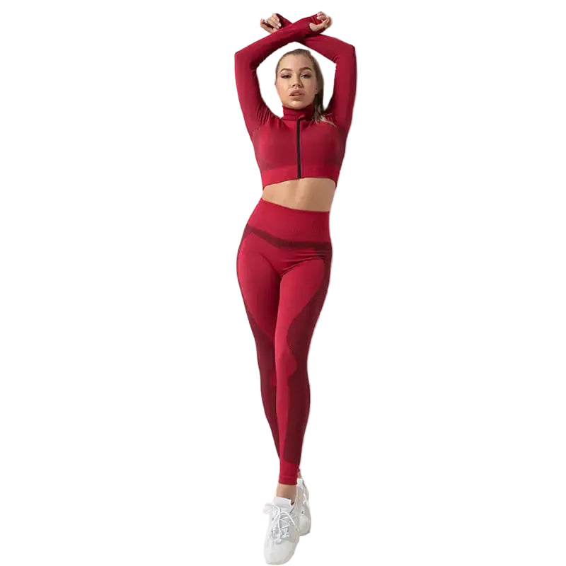 Seamless Zipper Jacket Suit – Women’s Fitness & Yoga Wear Set