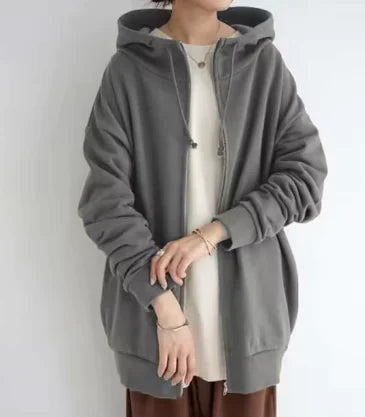 Long Hoodie Fleece Sweater – Oversized Cozy Pullover for Women