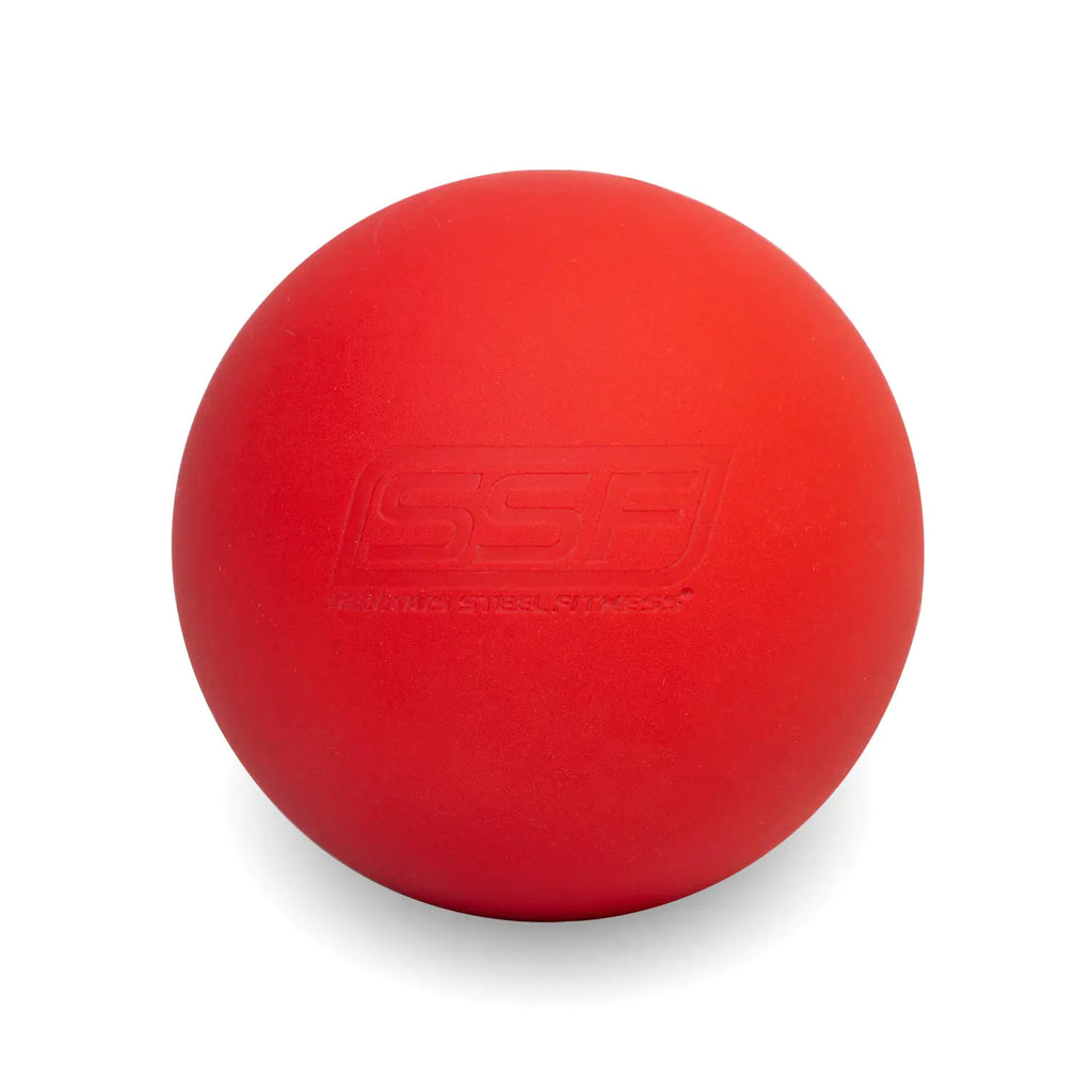 Serious Steel Fitness Massage Ball – Deep Tissue Muscle Knot Release & Myofascial Therapy Tool (Red Lacrosse Ball)
