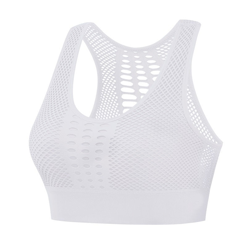 Women’s High Performance Sports Bra – Breathable Mesh Open Back Fitness Bra (Black/Navy/Pink/White)
