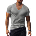 Sleek V-Neck Gym Tee for Men (Grey, 3XL)