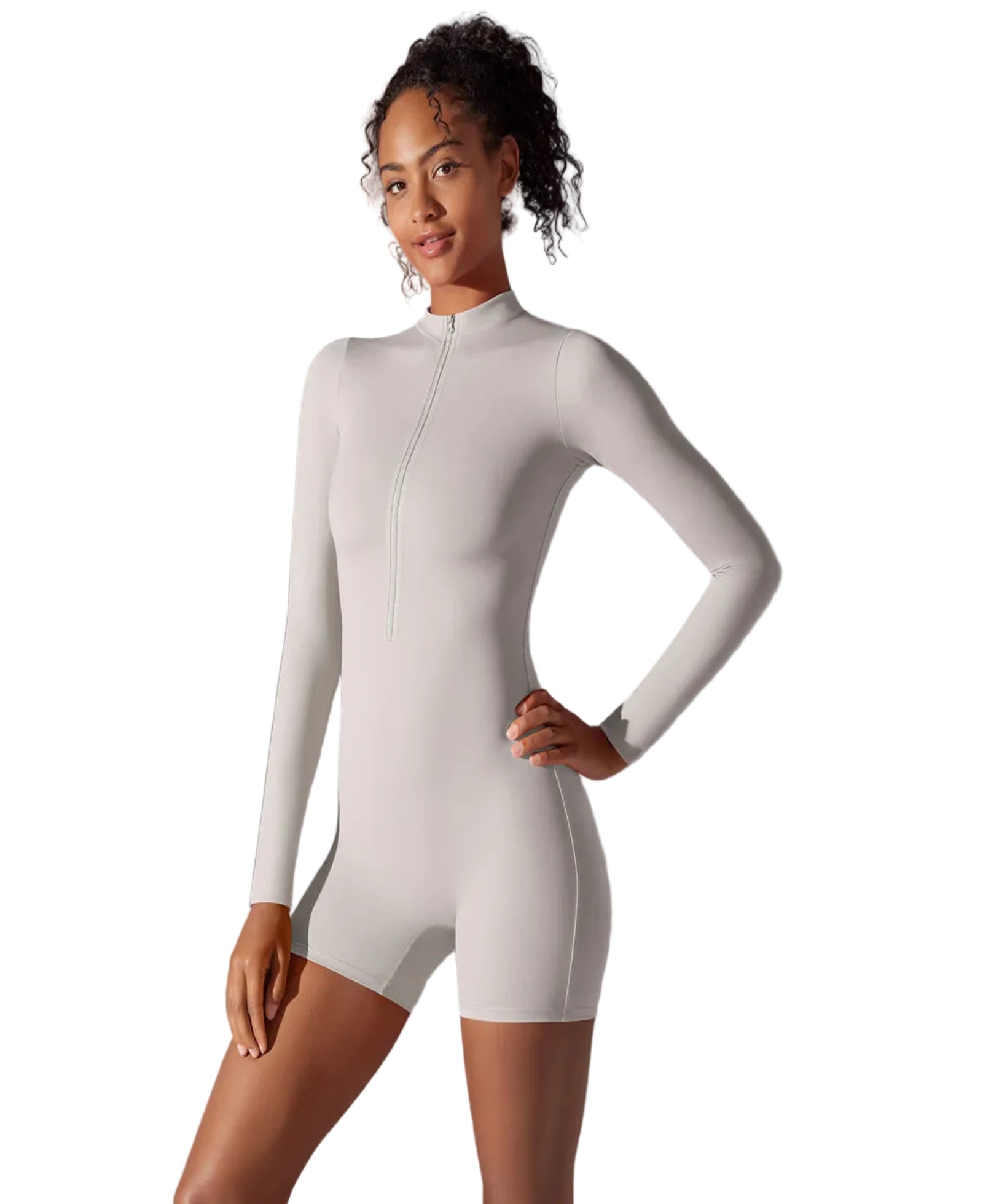 Sleek Summer Zip-front Workout Romper