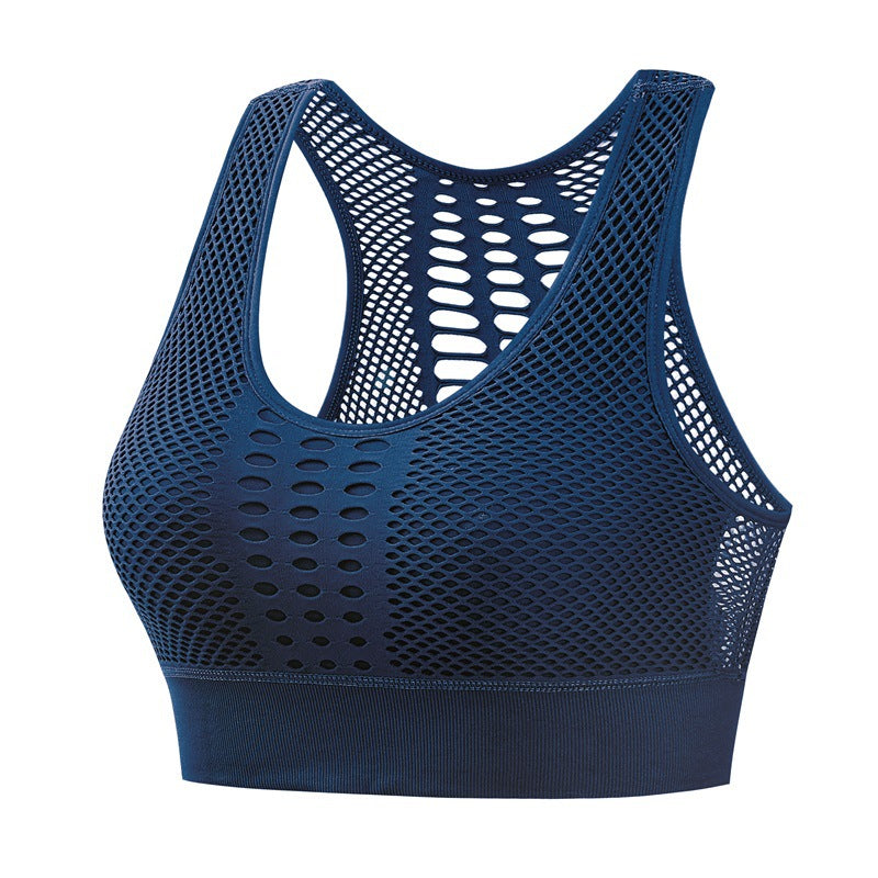 Women’s High Performance Sports Bra – Breathable Mesh Open Back Fitness Bra (Black/Navy/Pink/White)