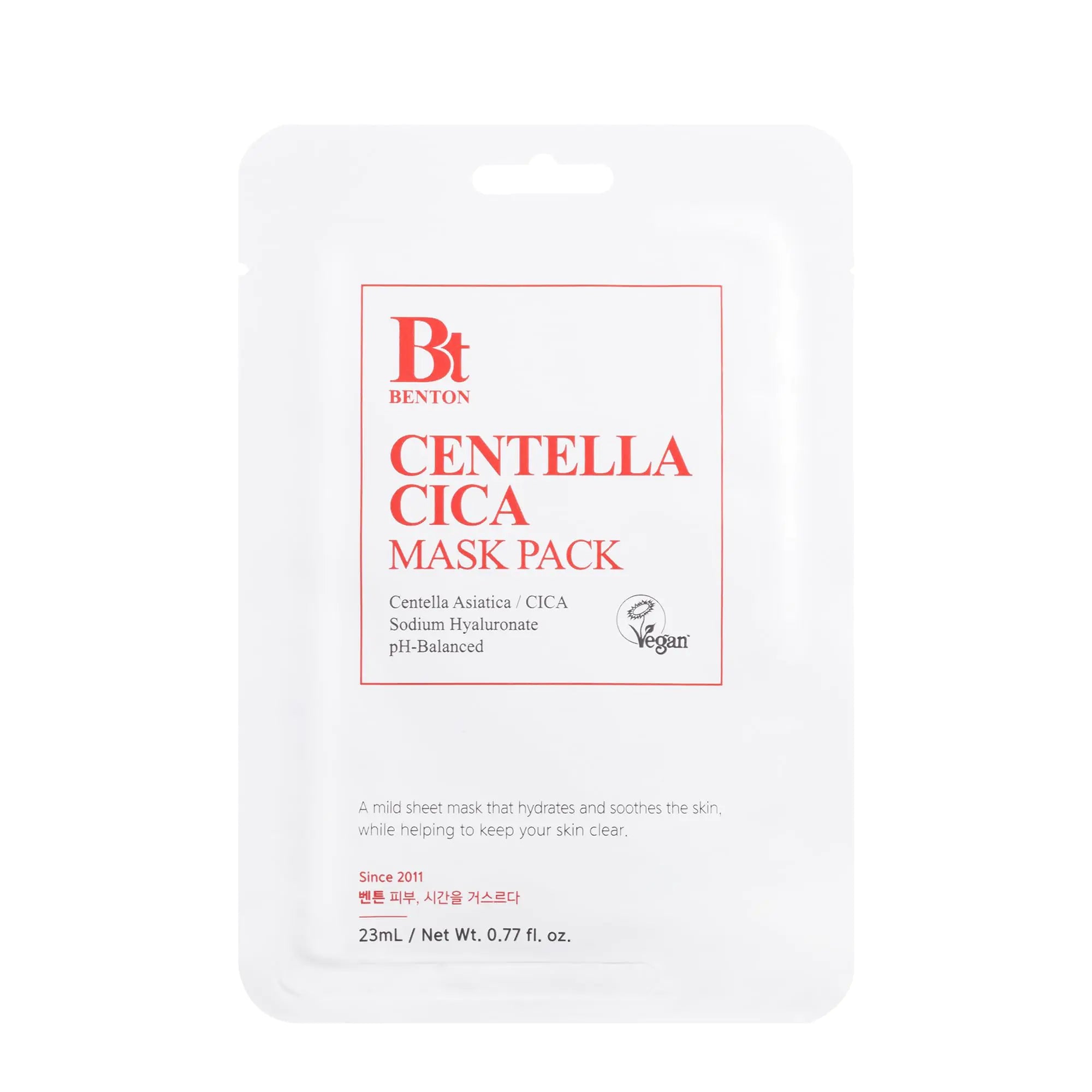 BENTON Centella Mask Pack 10 Sheets - Centella Ampoule & Hyaluronic Korean