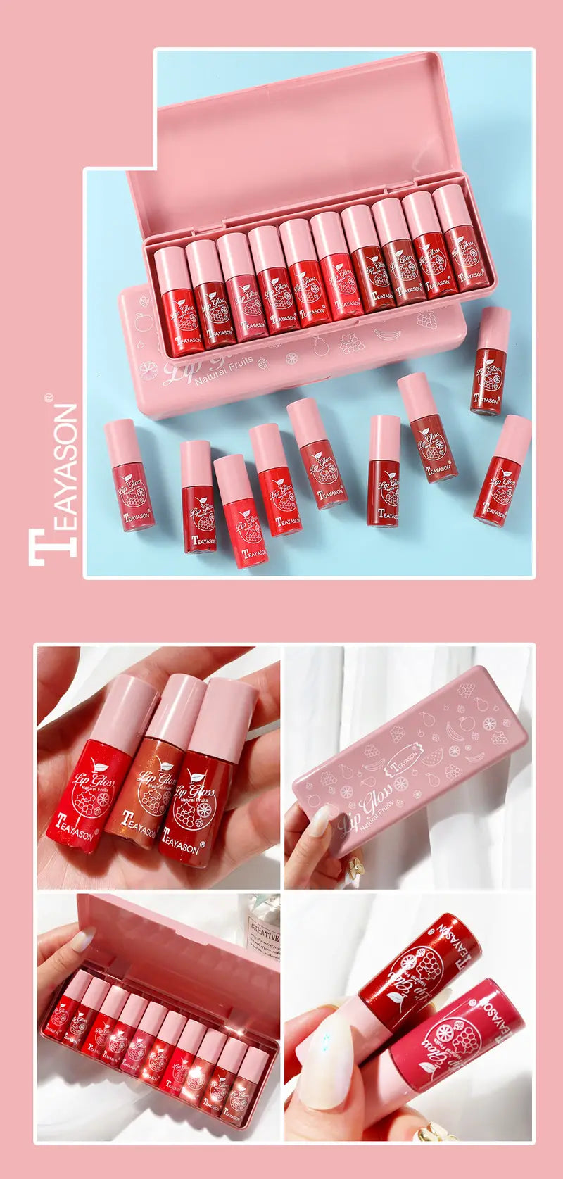 Shimmer Mini Lip Gloss Kit - 10 Pcs Moisturizing Set