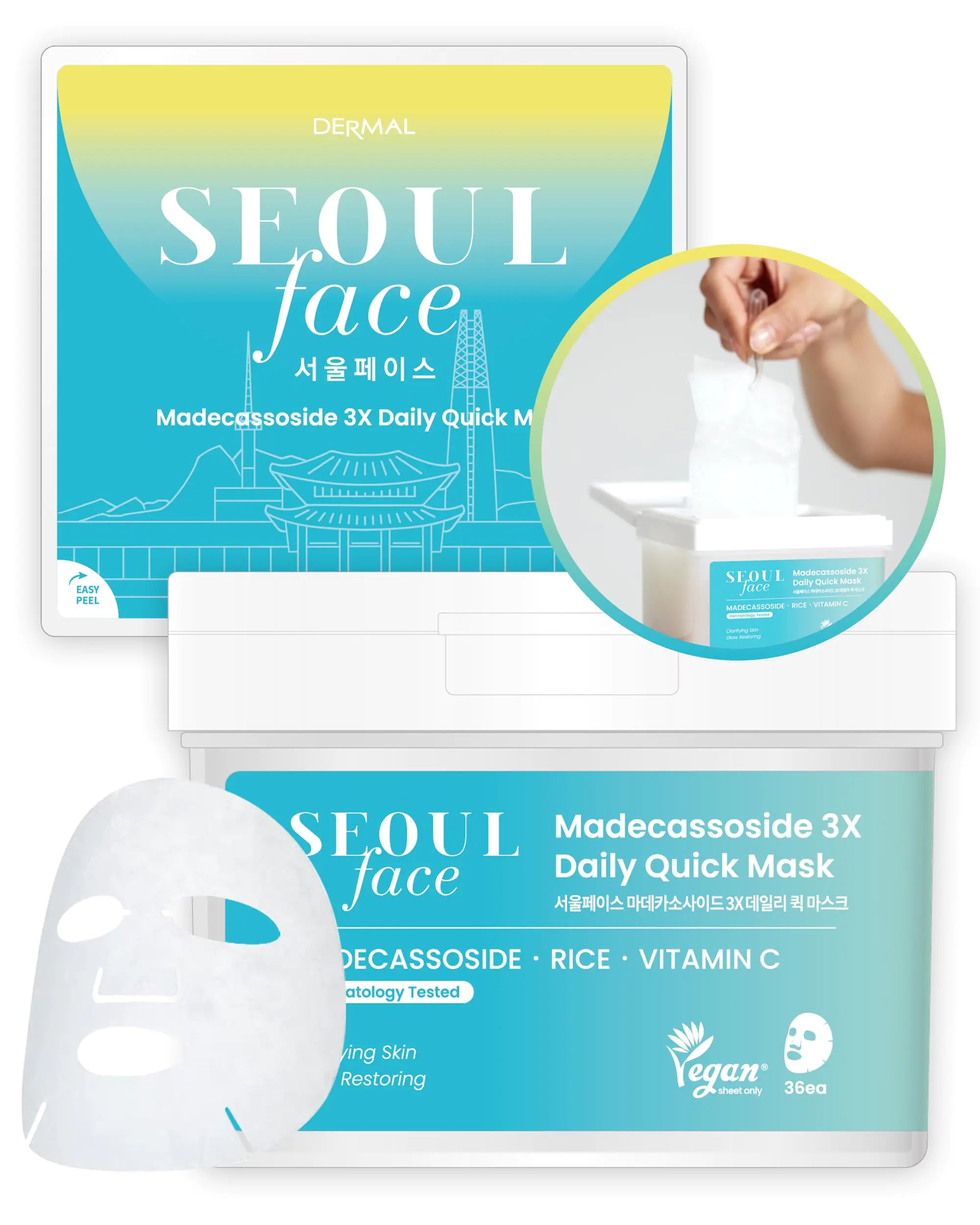 DERMAL Madecassoside 3X Daily Quick Mask - 36 Sheet Korean Tencel