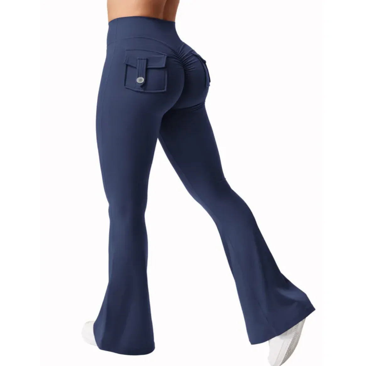Women’s High-Waisted Cargo Joggers – Nylon Sports Pants with Pockets, Elastic Waist Casual & Active Trousers