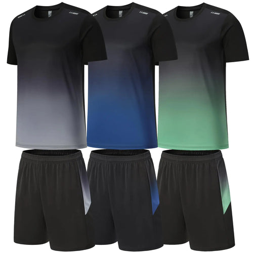 6-Piece Men’s Gym Clothes Set – Quick-Dry Athletic Workout Shirts & Shorts for Running, Football & Fitness