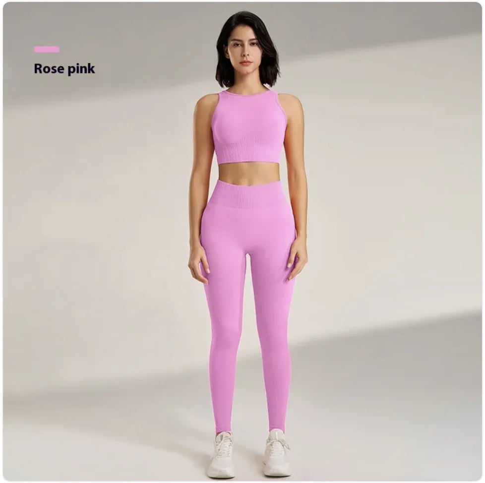 Women’s Yoga Workout Outfit Set – Breathable Fitness Top & Pants