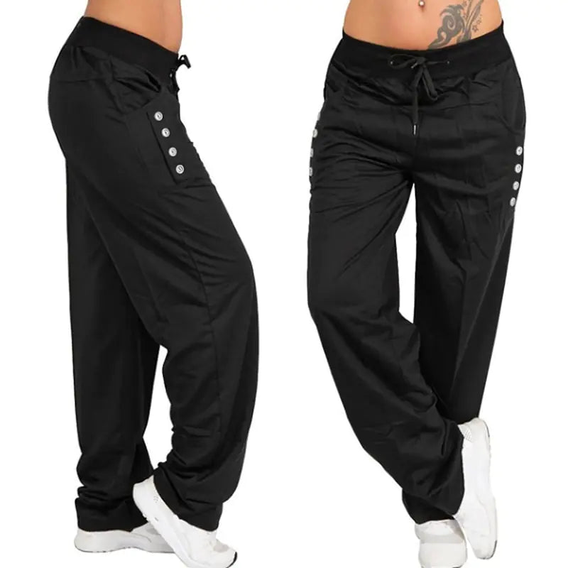 Women’s Solid Color High-Waist Loose Joggers Pants – Casual Relaxed Fit Sweatpants for Fitness, Lounge & Daily Wear