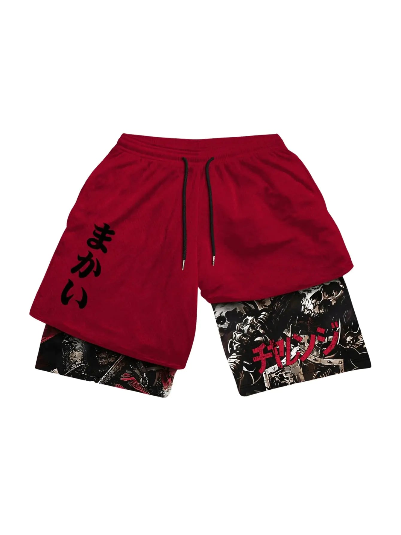 Men’s 2-in-1 Workout Shorts – Graphic Letter Print Running & Gym Shorts