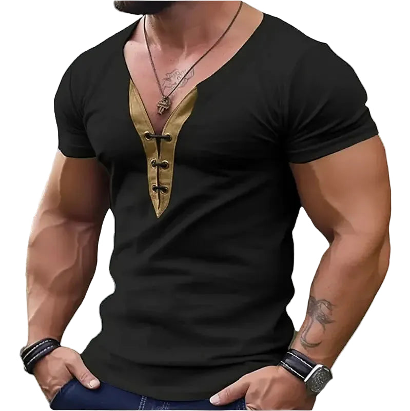 Men’s Colorblock V-Neck Short Sleeve Shirt – Lightweight Stretch Spandex Slim Fit Athletic Tee