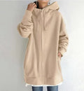 Long Hoodie Fleece Sweater – Oversized Cozy Pullover for Women