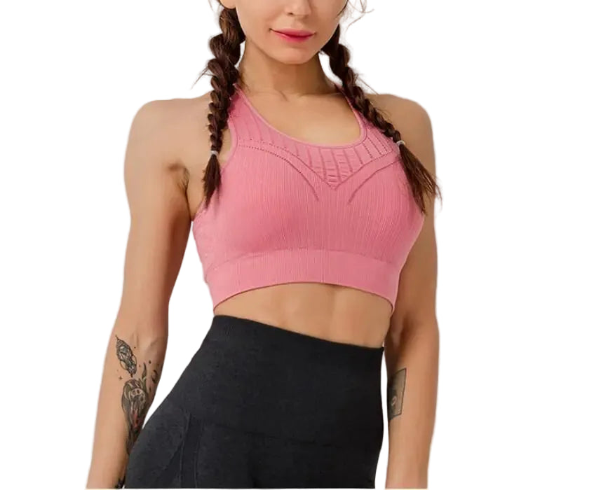 Breathable Mesh Back Sports Bra for Yoga and Running Fitness