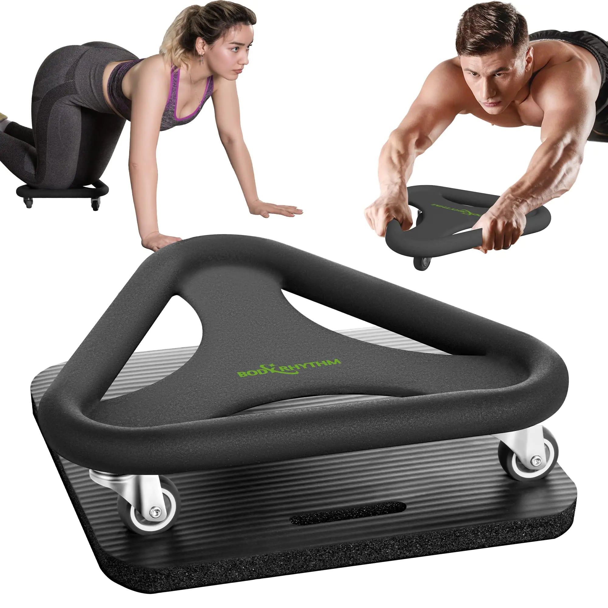 BODY RHYTHM Abdominal & Core Coaster Trainer – Ab Wheel Roller Exercise Machine with Knee Mat for Home Gym Fitness