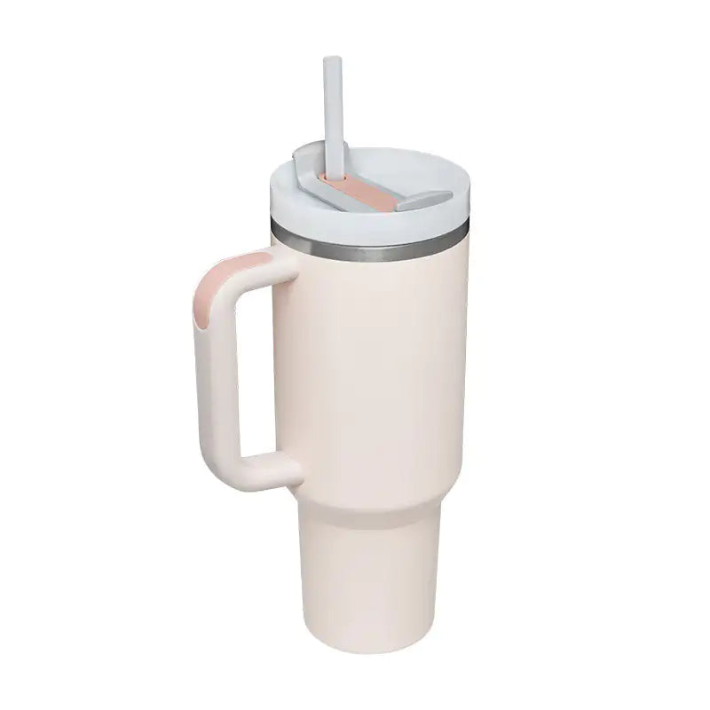 40oz Stainless Steel Insulated Tumbler with Handle & Straw
