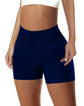 Women’s High Waist Biker Shorts – 4-Way Stretch Nylon Spandex Yoga & Running Shorts (Tummy Control) (Dark Blue L)