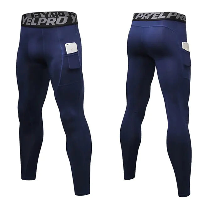 Men’s Compression Pants with Pocket – Quick-Dry Running Tights & Gym Workout Leggings (S–XXL)
