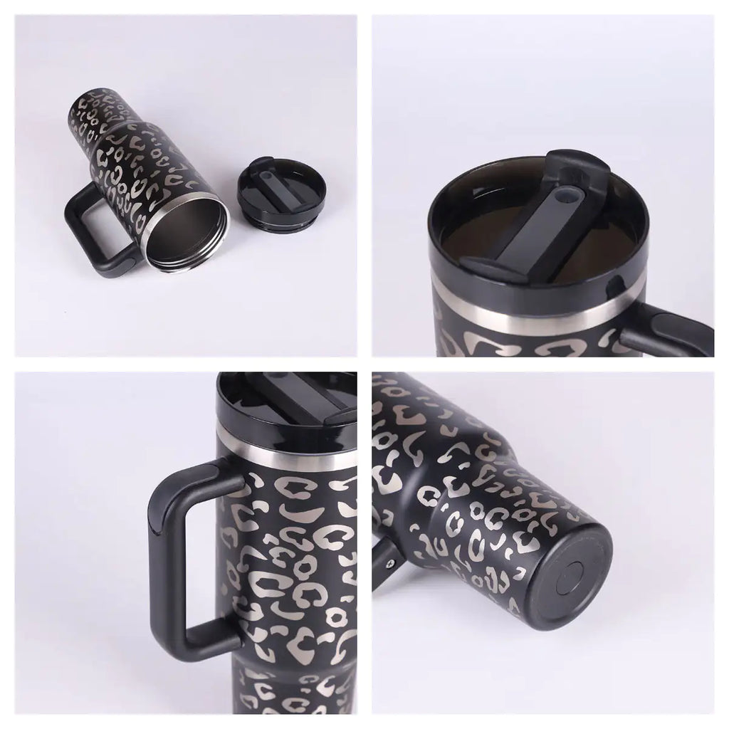 40oz Stainless Steel Insulated Tumbler with Handle & Straw
