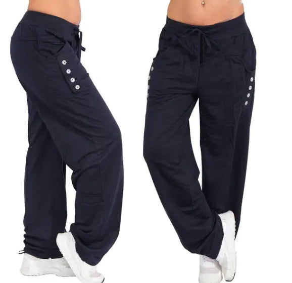 Women’s Solid Color High-Waist Loose Joggers Pants – Casual Relaxed Fit Sweatpants for Fitness, Lounge & Daily Wear