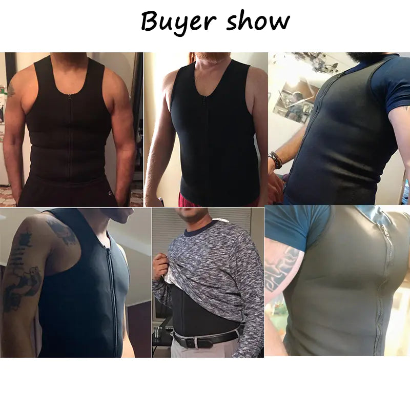 Men’s Neoprene Waist Trainer Vest – Sauna Sweat Body Shaper for Weight Loss & Workout Training