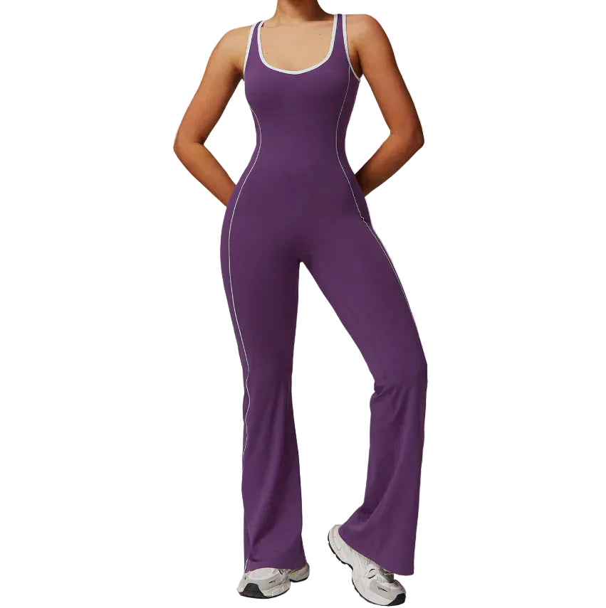Sexy Open-Back Athleisure Jumpsuit – Adjustable Cross Straps, Breathable Buttery-Soft Fabric, Studio-to-Street