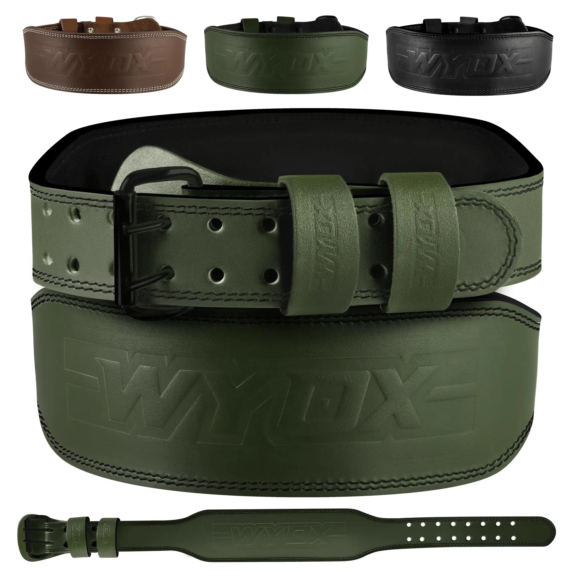 Weight Lifting Belt – 4” Cowhide Leather Padded Lumbar Back Support for Powerlifting & Strength Training