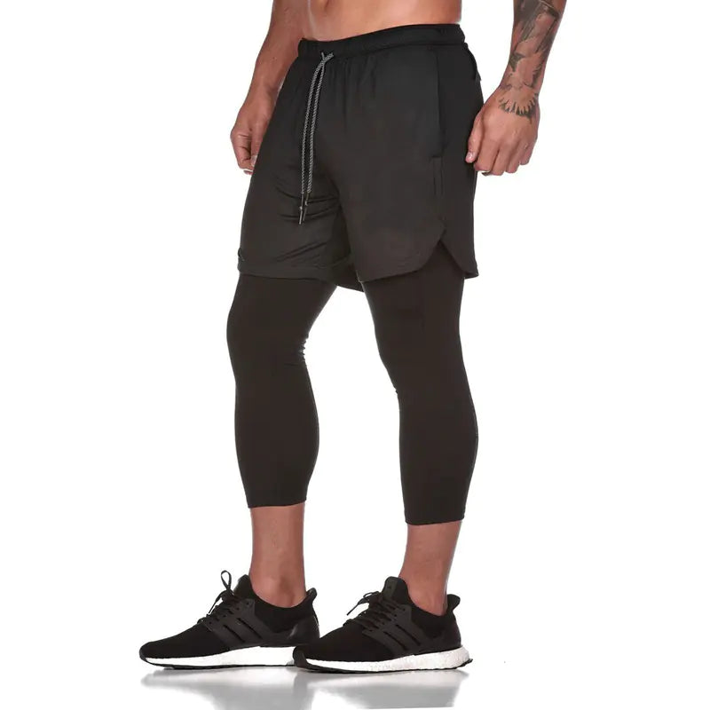 Men’s Quick-Drying Nine-Point Fitness Shorts – Lightweight 3/4 Length Athletic Training Shorts