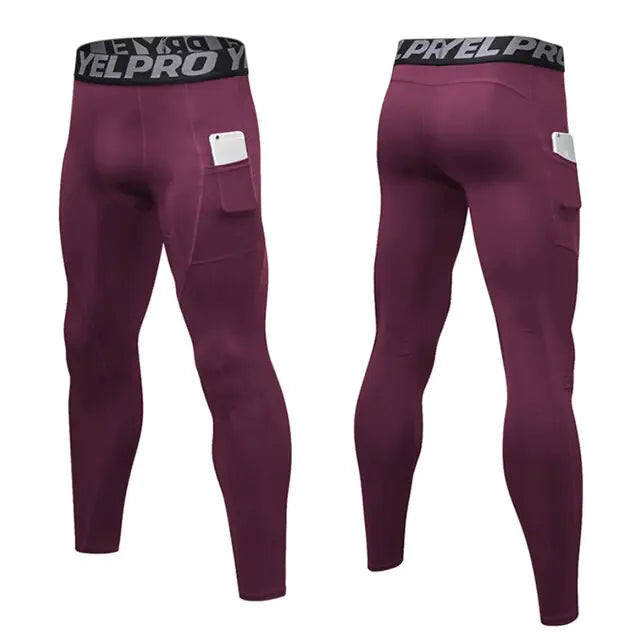 Men’s Compression Pants with Pocket – Quick-Dry Running Tights & Gym Workout Leggings (S–XXL)