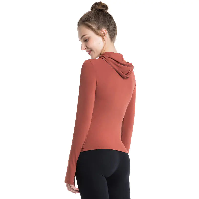 Women’s Long Sleeve Yoga Fitness Top – Breathable Nylon Stretch Workout Shirt for Training, Yoga & Activewear