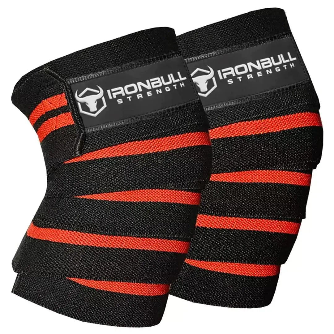 80” Elastic Knee Wraps  (Black/Red)