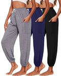 Women’s Harem Jogger Pants 3-Pack – Soft Stretch with Pockets & Drawstring (XXL)