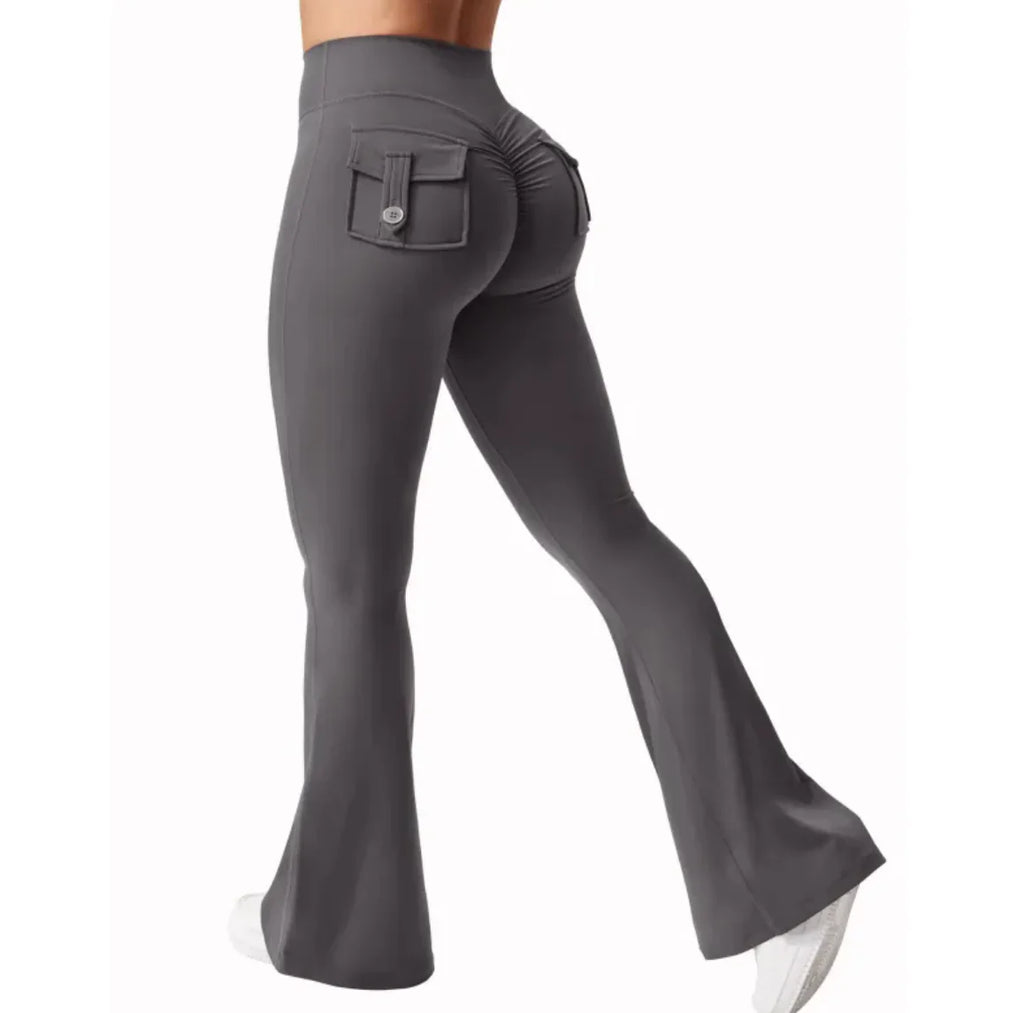 Women’s High-Waisted Cargo Joggers – Nylon Sports Pants with Pockets, Elastic Waist Casual & Active Trousers