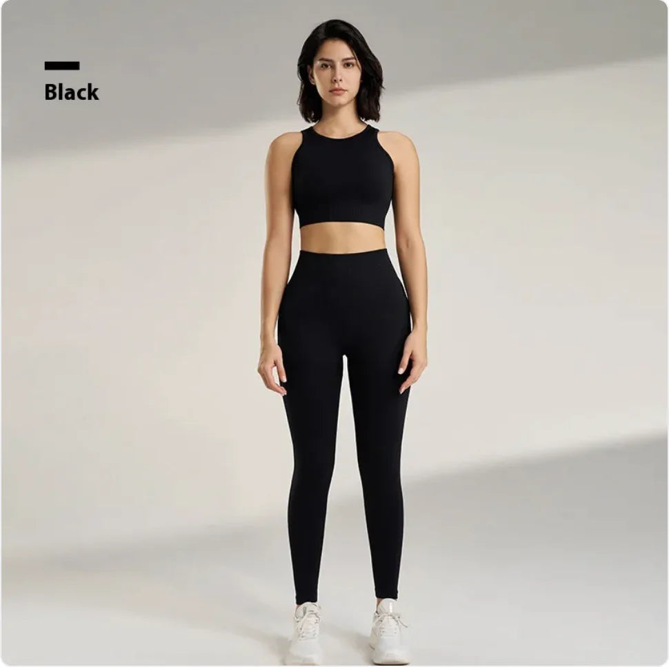 Women’s Yoga Workout Outfit Set – Breathable Fitness Top & Pants