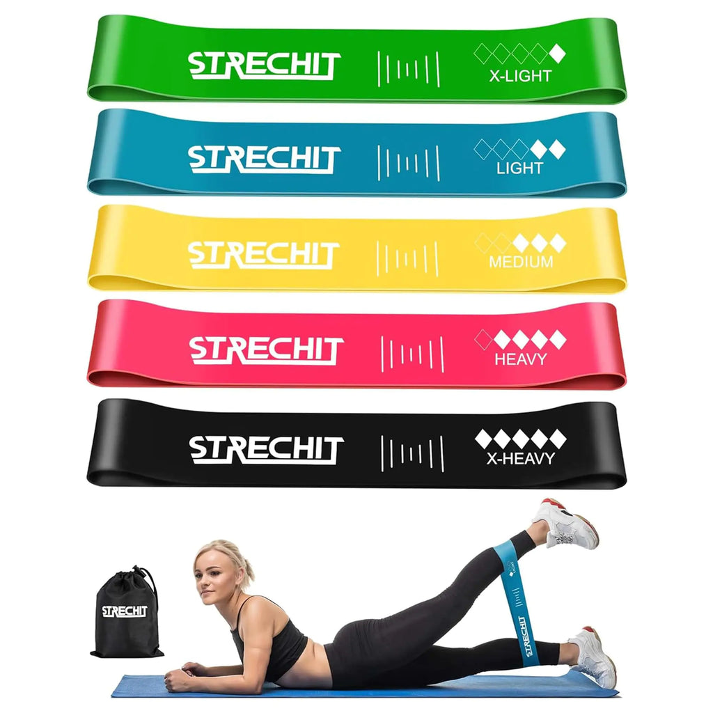 Resistance Bands Set for Men & Women – 5-Level Exercise Bands for Legs & Glutes with Carrying Bag & Posture Guide